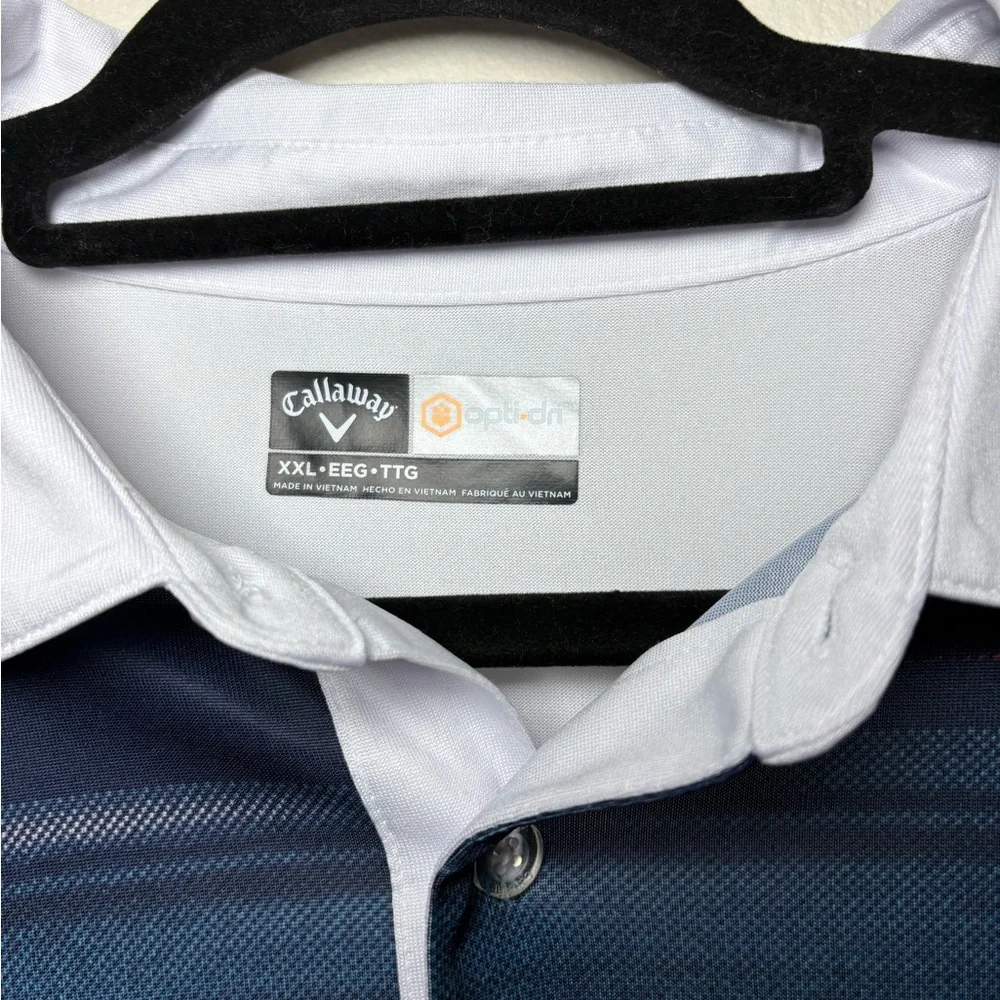 Callaway Opti-Dri Men's White and Blue Gradient Golf Polo Size XXL